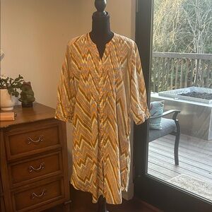 Beach cover up Yellow and White Chevron Tunic Dress